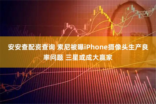 安安查配资查询 索尼被曝iPhone摄像头生产良率问题 三星或成大赢家